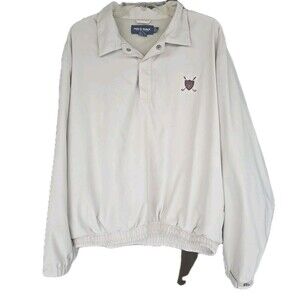 Polo Golf Ralph Lauren Jacket Mens Large Beige Pullover Shield Logo Poly…
